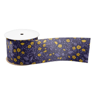 Buttercups, yellow and violet satin ribbon