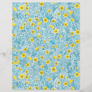 Buttercups, yellow, blue and white