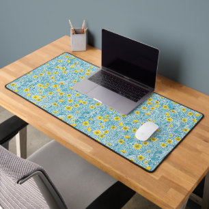 Buttercups, yellow, blue and white desk mat