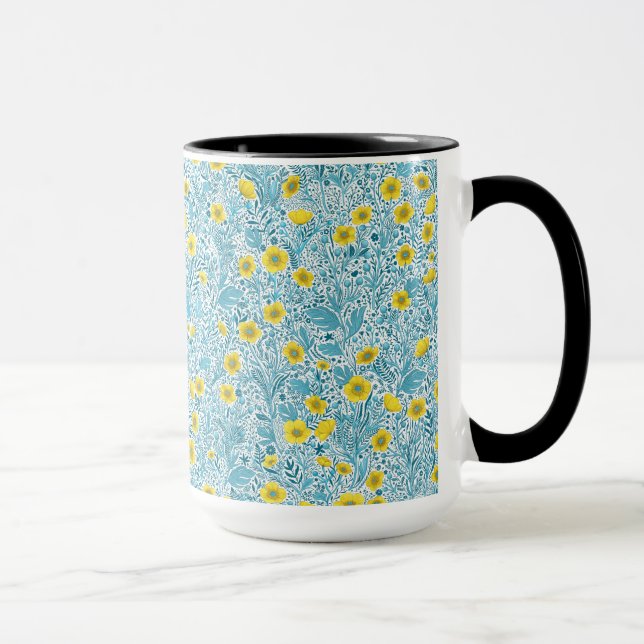 Buttercups, yellow, blue and white mug (Right)