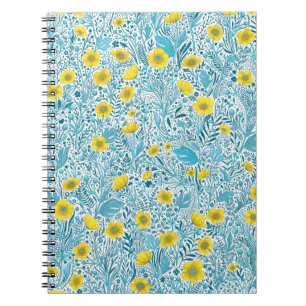 Buttercups, yellow, blue and white notebook