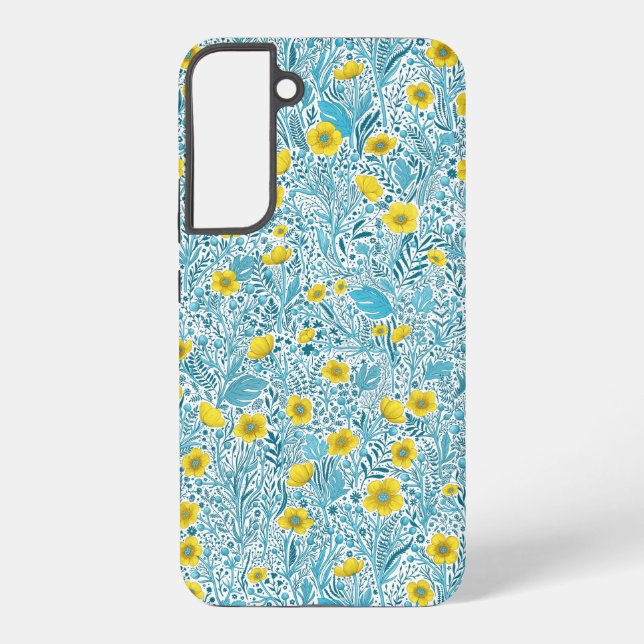 Buttercups, yellow, blue and white samsung galaxy s22+ case (Back)