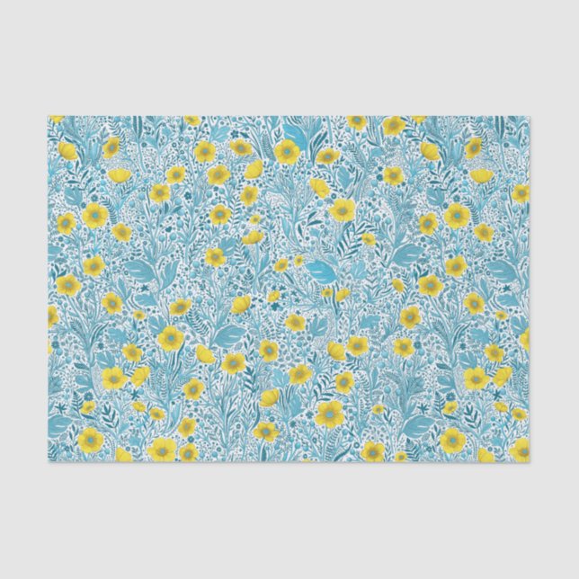 Buttercups, yellow, blue and white tissue paper (Front)