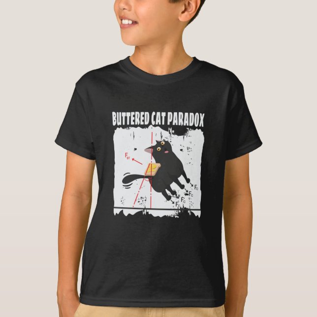 Buttered Cat Paradox Math Physics Cat T-Shirt (Front)