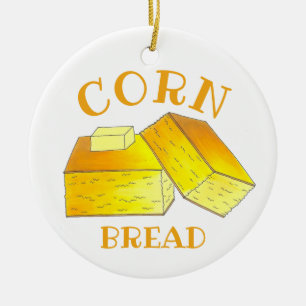 Buttered Cornbread Southern Soul Food Spoon Bread Ceramic Tree Decoration
