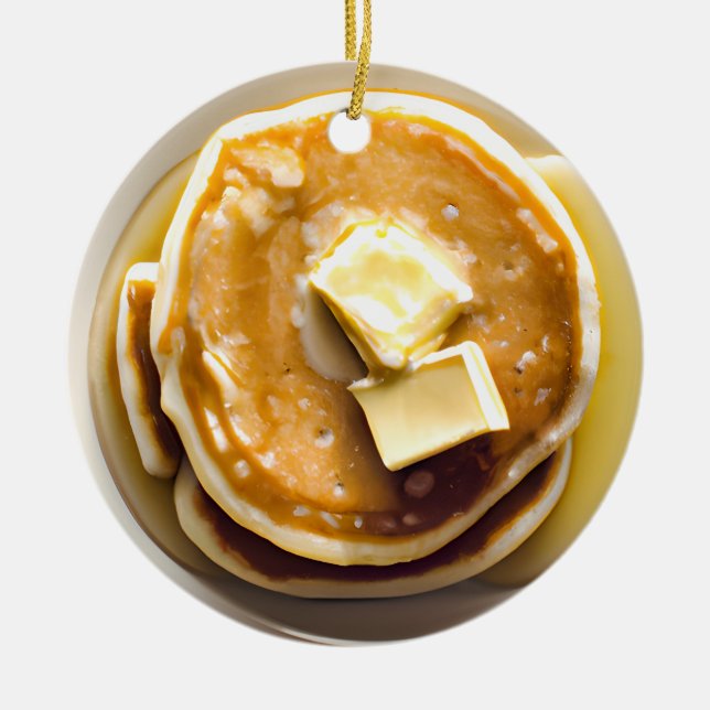 Buttered Pancakes Pun Christmas  Ceramic Tree Decoration (Front)