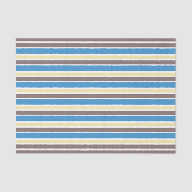 Buttered Popcorn Coffee Brown Sonic Blue Stripes Tissue Paper (Front)