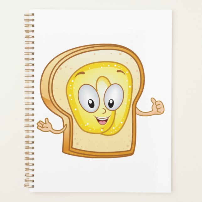 Buttered Toast Cartoon Character Happy Bread Planner (Front)