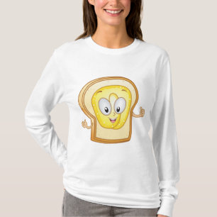 Buttered Toast Cartoon Character Happy Bread T-Shirt