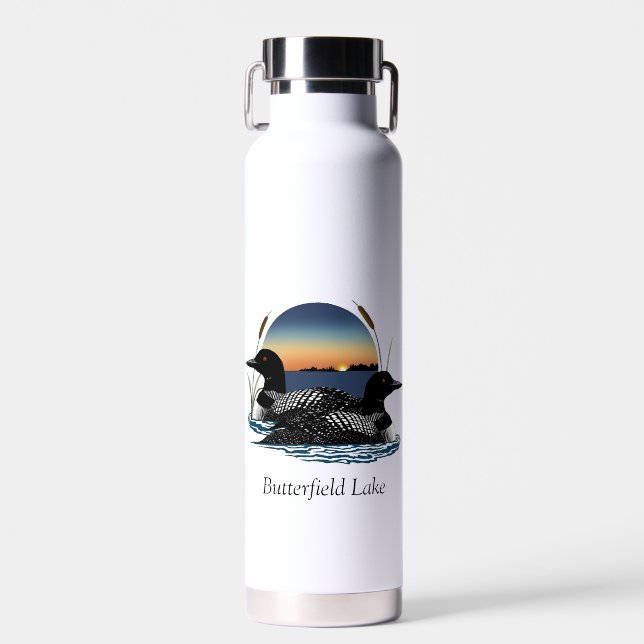 Butterfield Lake Loon Pair Water Bottle (Front)