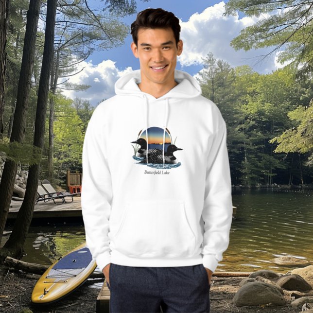 Butterfield Lake Loon Pair White Hoodie (Creator Uploaded)