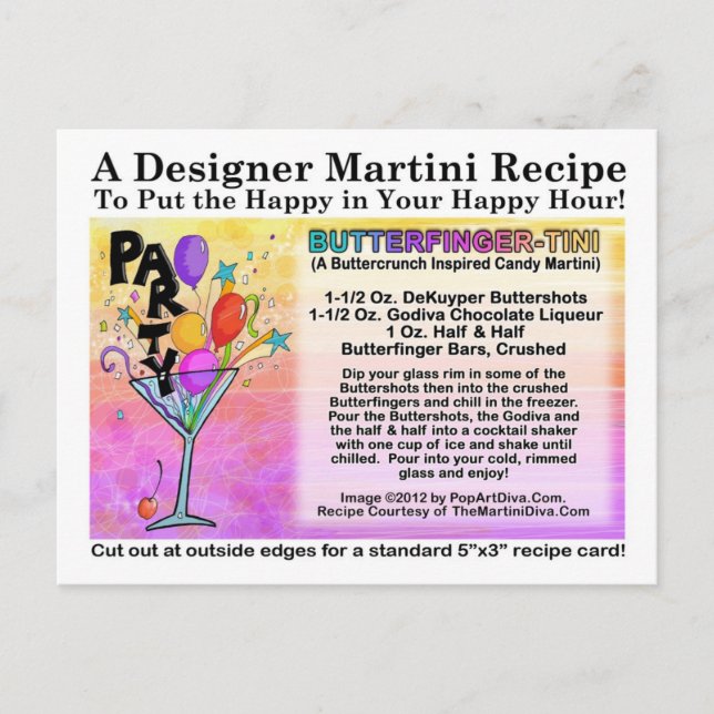 Butterfinger-Tini Martini Recipe Postcard (Front)
