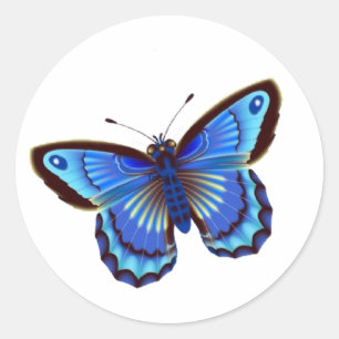 Butterfiy blue classic round sticker