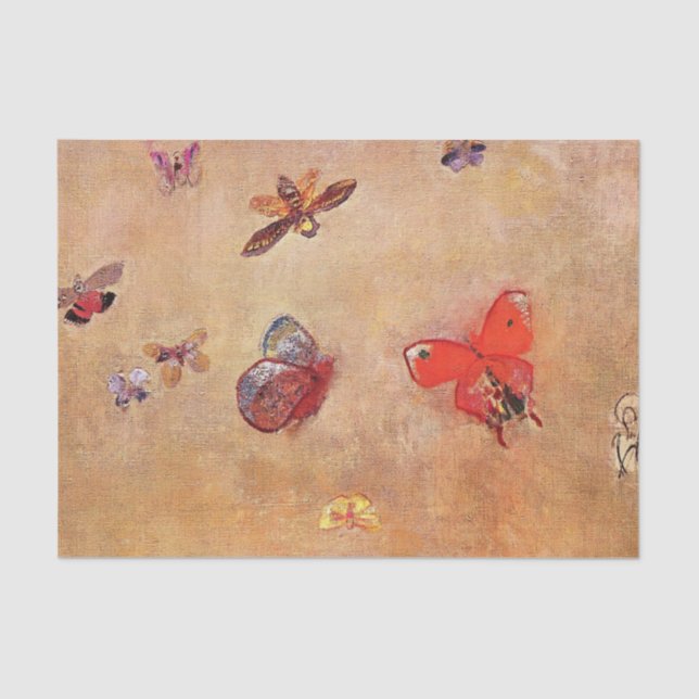 Butterflies (2) by Odilon Redon Tissue Paper (Front)