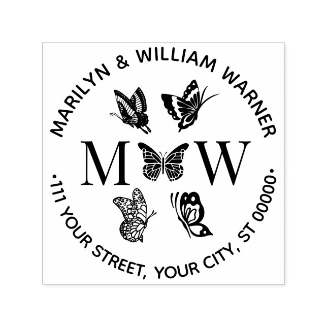 Butterflies #4 Couple 2 Initial Address NF Self-inking Stamp (Design)