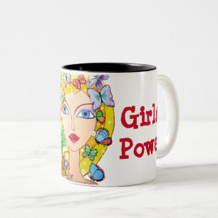 Butterflies and a Beautiful Girls' Power Two-Tone Coffee Mug