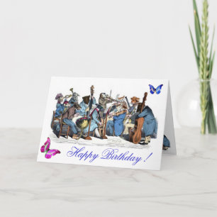 BUTTERFLIES AND,ANIMAL FARM ORCHESTRA BIRTHDAY CARD