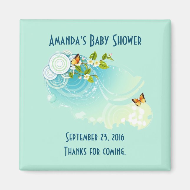 Butterflies and Blossoms Baby Shower Magnet (Front)