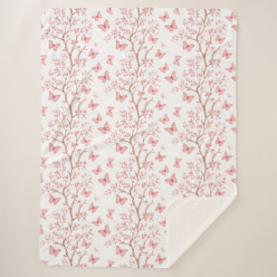 Butterflies And Botanical Sherpa Blanket