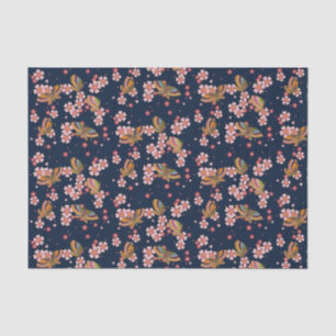 Butterflies and Cherry Blossom Showers Dusky Blue Tissue Paper