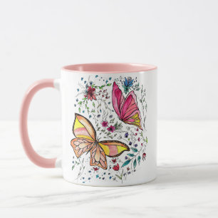 Butterflies and custom name mug