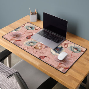 Butterflies and Dragonflies on Poppies Desk Mat