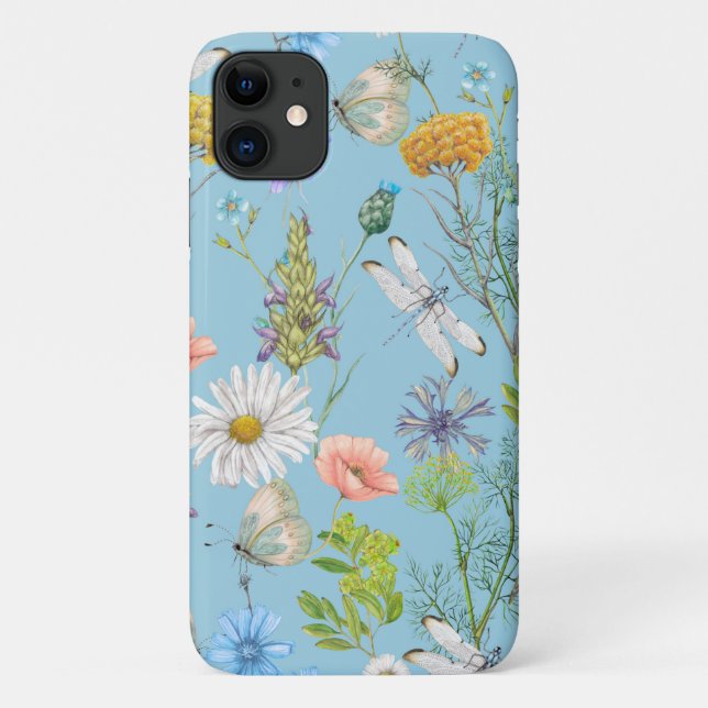 Butterflies and Dragonflies On Wildflowers Case-Mate iPhone Case (Back)