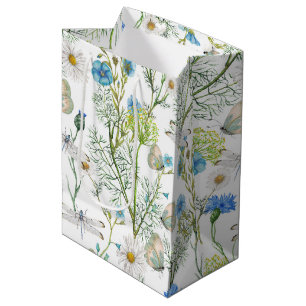 Butterflies and Dragons Flies in Garden  Medium Gift Bag