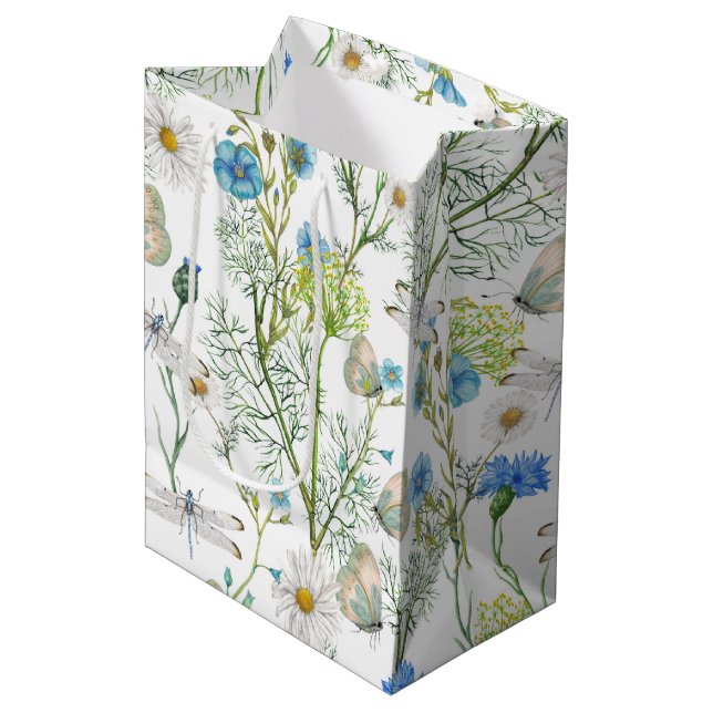 Butterflies and Dragons Flies in Garden  Medium Gift Bag (Front Angled)