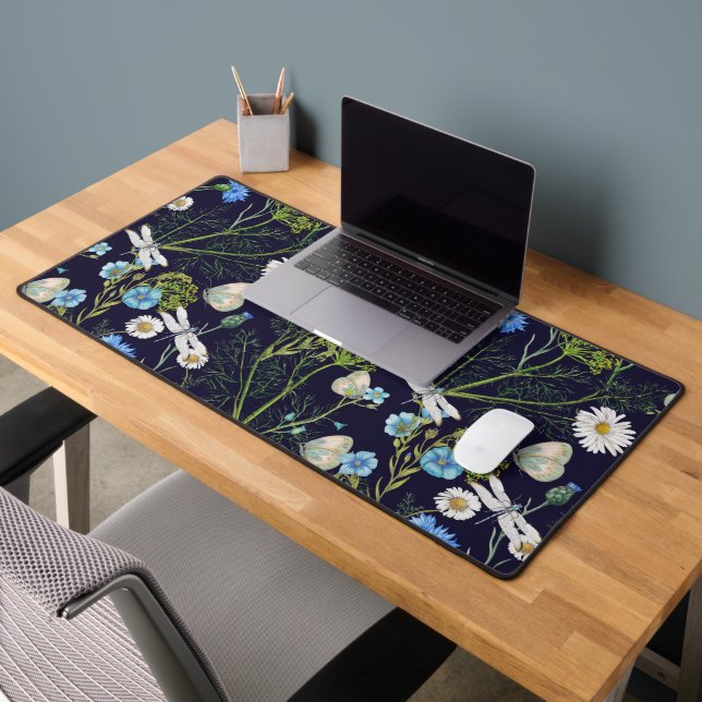 Butterflies and Dragons Flies with Flowers  Desk Mat (Office 2)