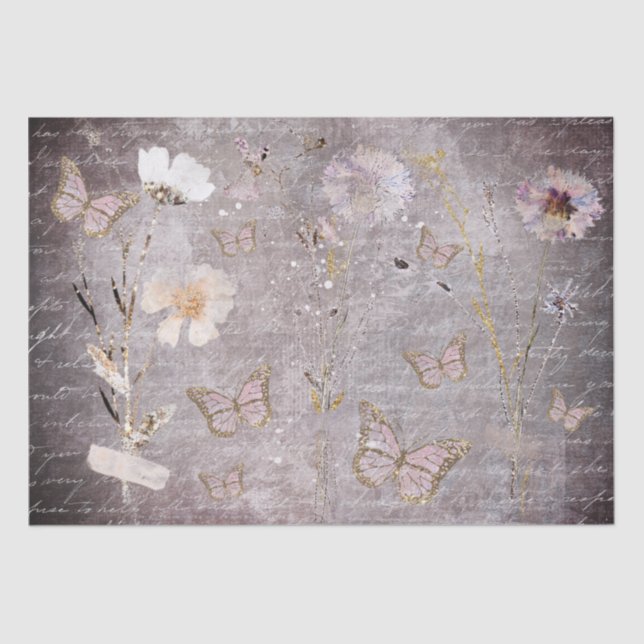 butterflies and dried flowers tissue paper (Front)