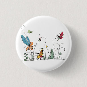 butterflies and fairies themed 3 cm round badge