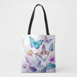 Butterflies and Florals Tote Bag