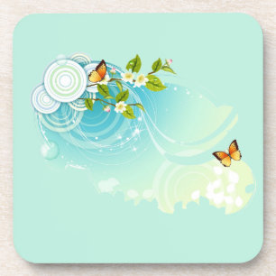 Butterflies and Flower Blossoms Coaster