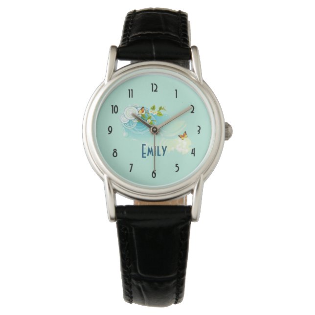Butterflies and Flower Blossoms Watch (Front)
