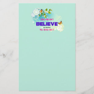 Butterflies and Flower Blossoms with Magic Quote Stationery