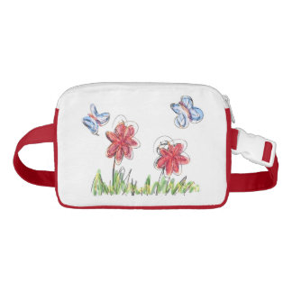 Butterflies and flower drawing waist bag