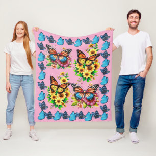 Butterflies and flowers are the most beautiful thi fleece blanket