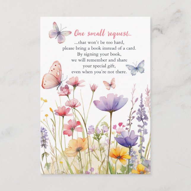 Butterflies and Flowers Book Request Insert Card (Front)