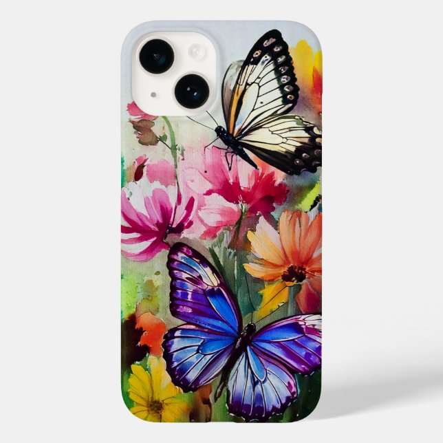 Butterflies and Flowers Case-Mate iPhone Case (Back)