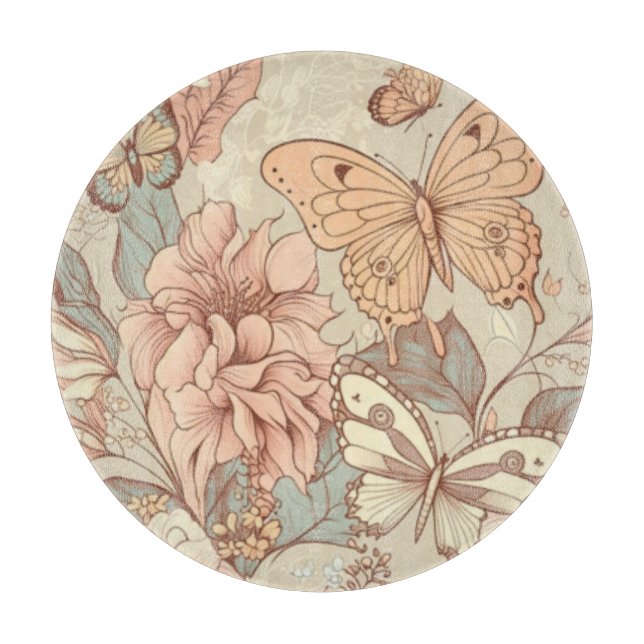 Butterflies and flowers  cutting board (Front)