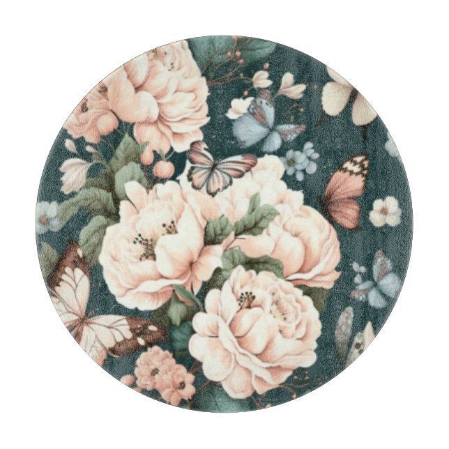 Butterflies and flowers  cutting board (Front)