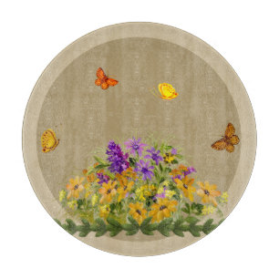 Butterflies and Flowers Cutting Board