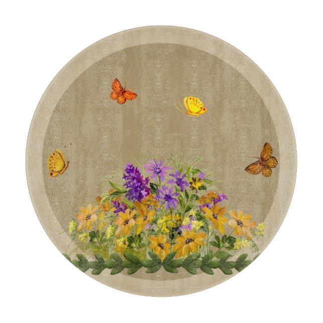Butterflies and Flowers Cutting Board (Front)