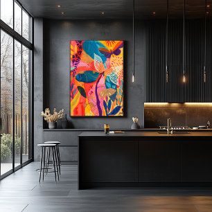 Butterflies and Flowers: Favista Art Vibrant Color Canvas Print
