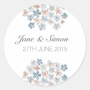 Butterflies and Flowers Floral Wedding Stickers