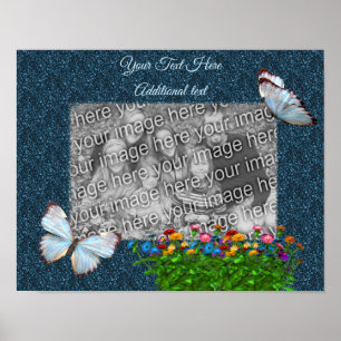 Butterflies And Flowers Frame Add Your Photo  Poster