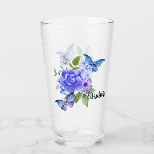 Butterflies and Flowers Glass