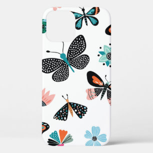 Butterflies and flowers,hand drawn collection of d iPhone 12 case