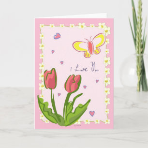 Butterflies and flowers "I love you" Greeting Card